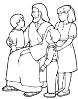 Kolorowanka - Pan Jezus z dziećmi