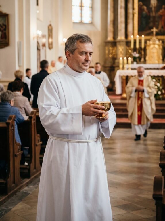 Szafarz przy udzielaniu Komunii Świętej